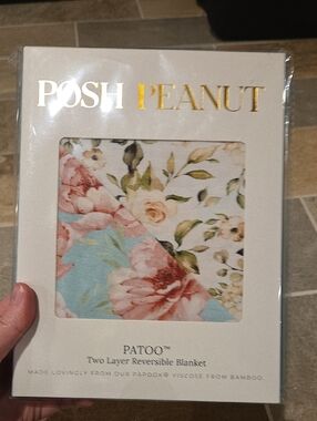 Posh Peanut Floral Reversible Blanket in Pink and Blue